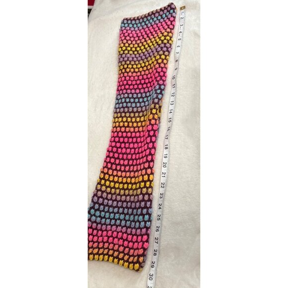 Colorful Crochet Chunky Knit Multicolor Girls Infinity Winter Scarf - Picture 3 of 7